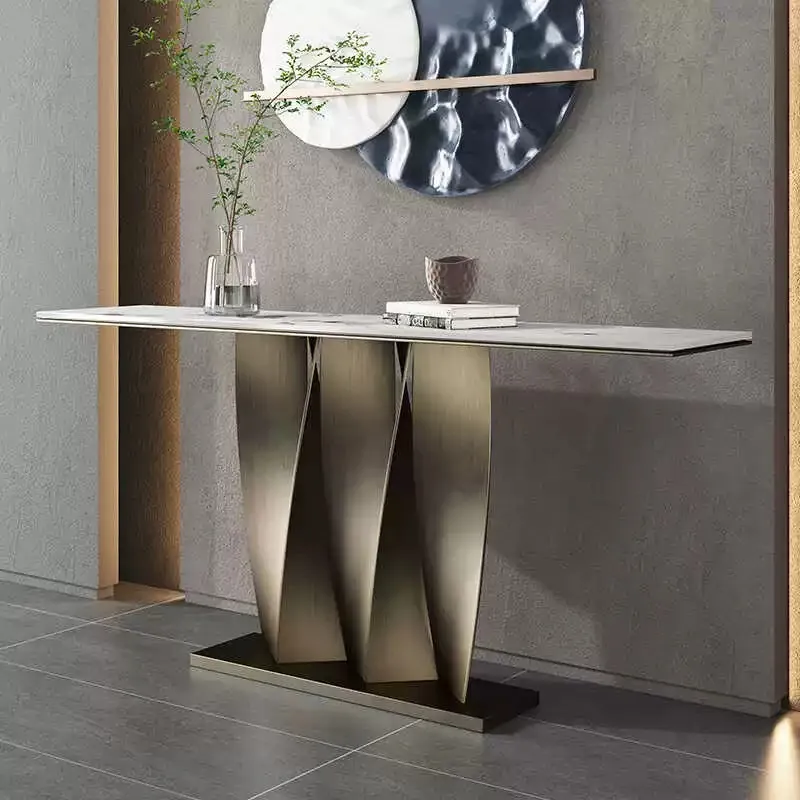 Furniture Simple Modern Marble Entrance Platform Stainless Steel Bronze