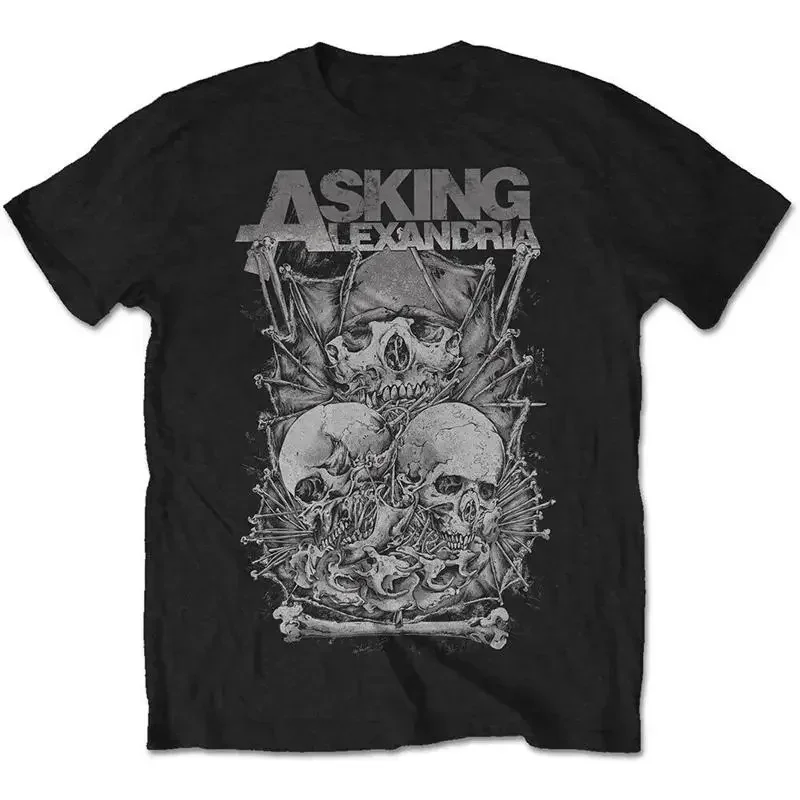 Asking Alexandria Skull Stack T Shirt Black New
