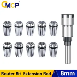 CMCP Router Bit Holder Set ER 16 20 Spring Collet Chuck & 8mm Shank Milling Cutter Extension Rod For Wood Router Bit 