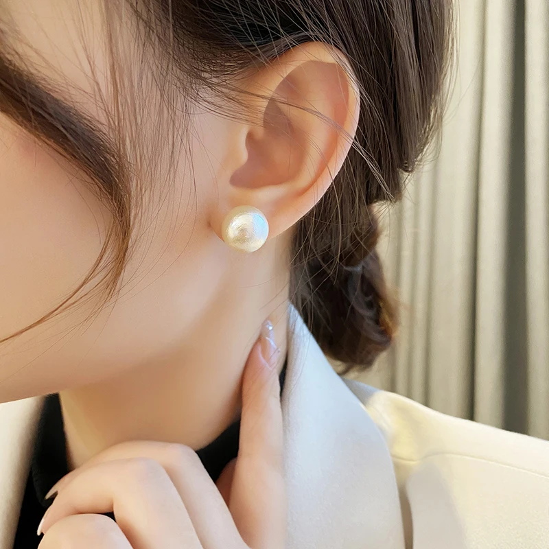 الفرنسية الفاخرة القطن كبير أقراط اللؤلؤ 2025 خمر هيبورن عالية الجودة باتي اكسسوارات للمرأة تصميم بسيط مجوهرات