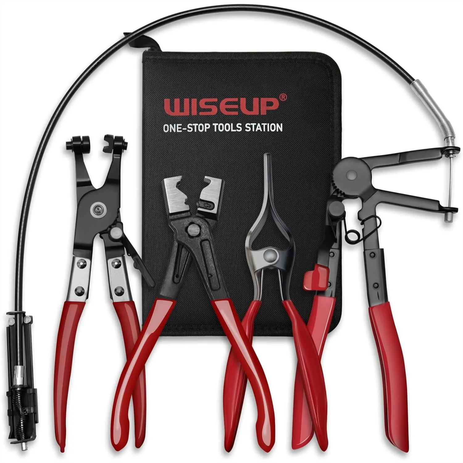 

Набор клещей для хомутов с удлиненными рукоятками и различными насадками для автомобильных шлангов - эффективный и универсальный