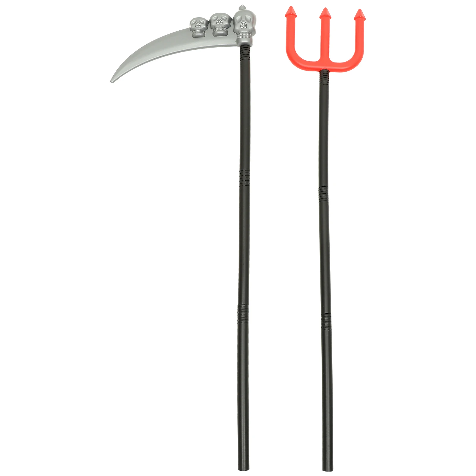 

2pcs Scepter Skull Scythe Halloween Costume Cosplay Walking Stick Decorative Cane Accessories Plastic Toy Prop