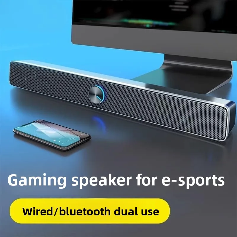 

V-193 Новая длинная полоса USB Проводные Bluetooth Двойные динамики 3,5 мм Aux Динамик Компьютер Ноутбук Звуковая панель Настольный тяжелый бас-бумбокс