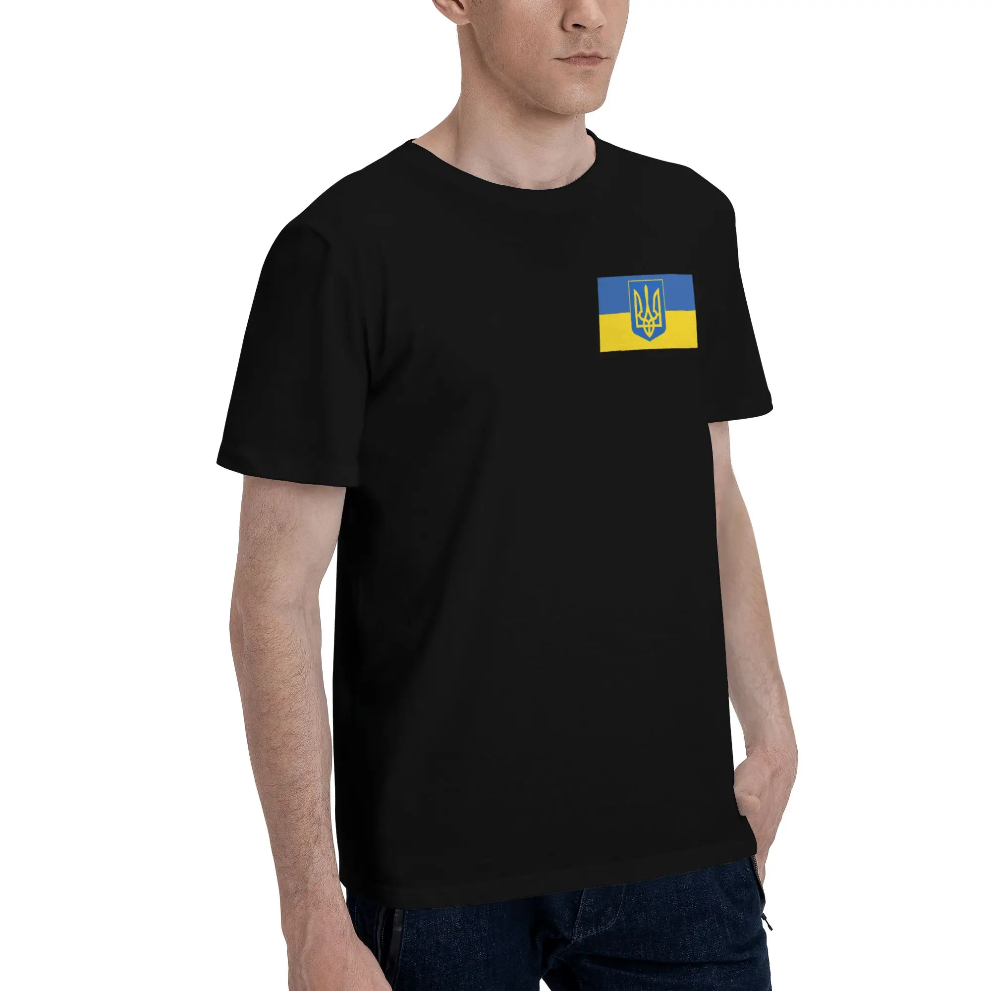 Ukraine Flag Men T Shirts  Vintage Tee Shirt Short Sleeve Round Neck T-Shirts 100% Cotton Plus Size Tops
