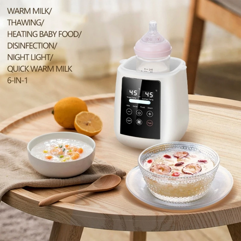 Aquecedor de mamadeiras 6 em 1 com temporizador e display LCD Aquecedor de alimentos e descongelamento sem BPA