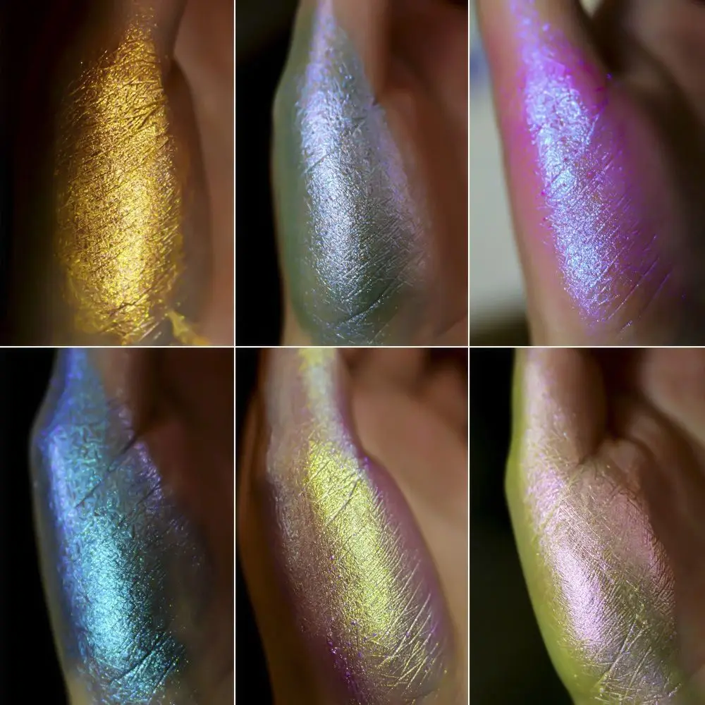 Ombretto camaleonte in polvere di mica Ombretto camaleonte perlescente lucido Fascino per unghie Fine brillante Pigmento cambiante multicromato a 6 colori