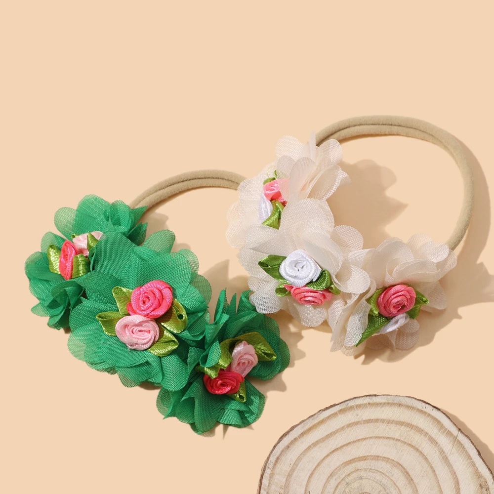 

Sweet Baby Girls Head Band Cute Flower Headwear Children Hairbands Seamless Newborn Headdress Nylon Flower Hair Accessories