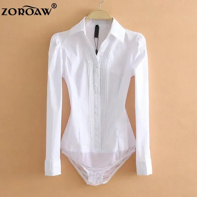 Elegant White Long Sleeve Bodycon Blouse for Office Lady with Fashionable Sense of Style