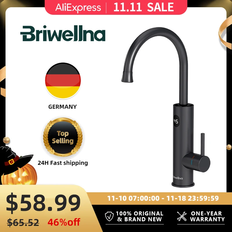 

Briwellna Electric Water Heater 220V 2 in 1 Kitchen Faucet Tankless Water Heater Tap Flowing Electric Faucet Shower Geyser