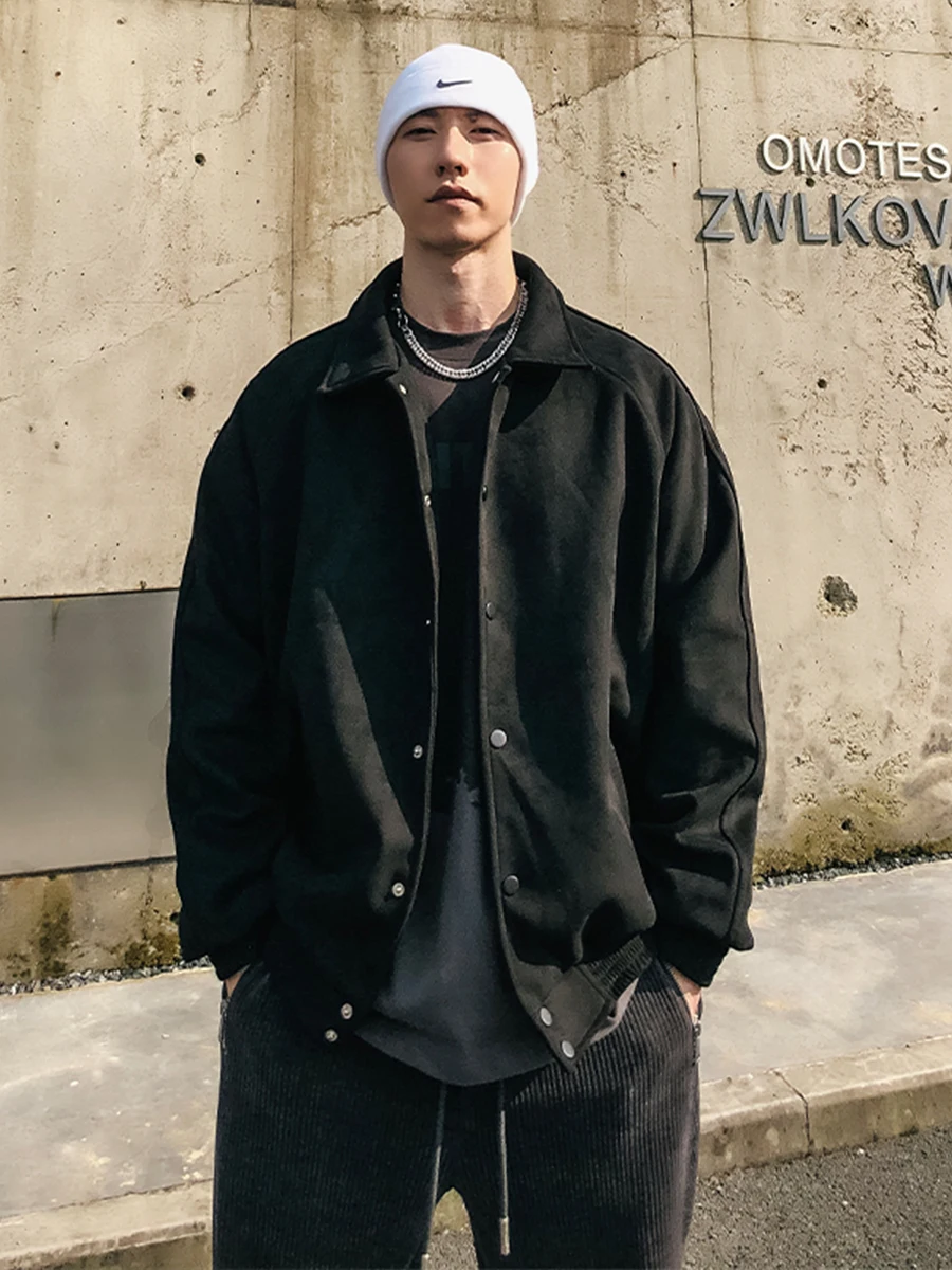 Jaket Suede Tebal Musim Gugur Musim Dingin Terbaru untuk Pria, Model Baseball Trendy Longgar Gaya Retro Amerika untuk Remaja, Lengan Panjang...