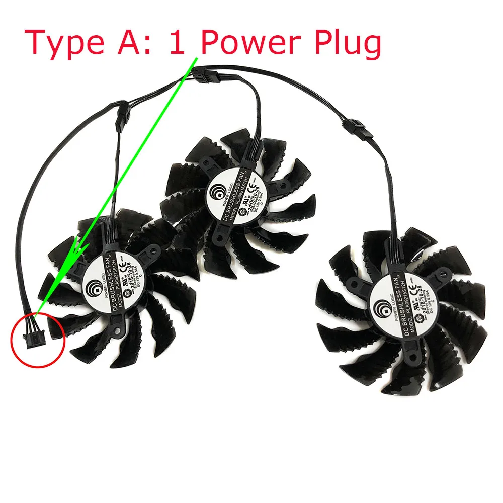 Grafische kaartkoeler, videokaartenventilator, PLA09215S12H, 82 mm formaat, voor GIGABYTE RTX 3070 RTX 3070 GAMING OC Rev. 2.0 GV-N3070GAMING OC