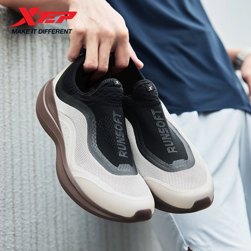 Xtep Soft Cube Running Shoes For Men 2025 Summer Slip-on Breathable Cushioning Wear-Resistant Lightweight Sneakers 875219110061