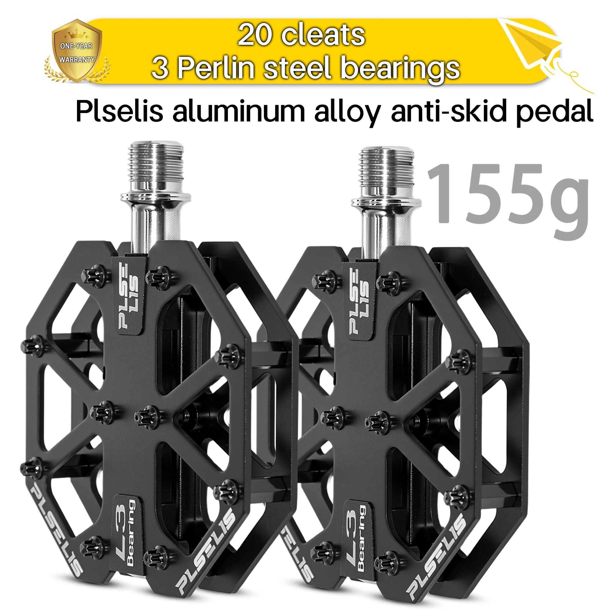 

Plselis High-Performance Road Bicycle Pedal Aluminum Alloy Chrome Molybdenum Steel Light Professional Anti-Skid Pedal