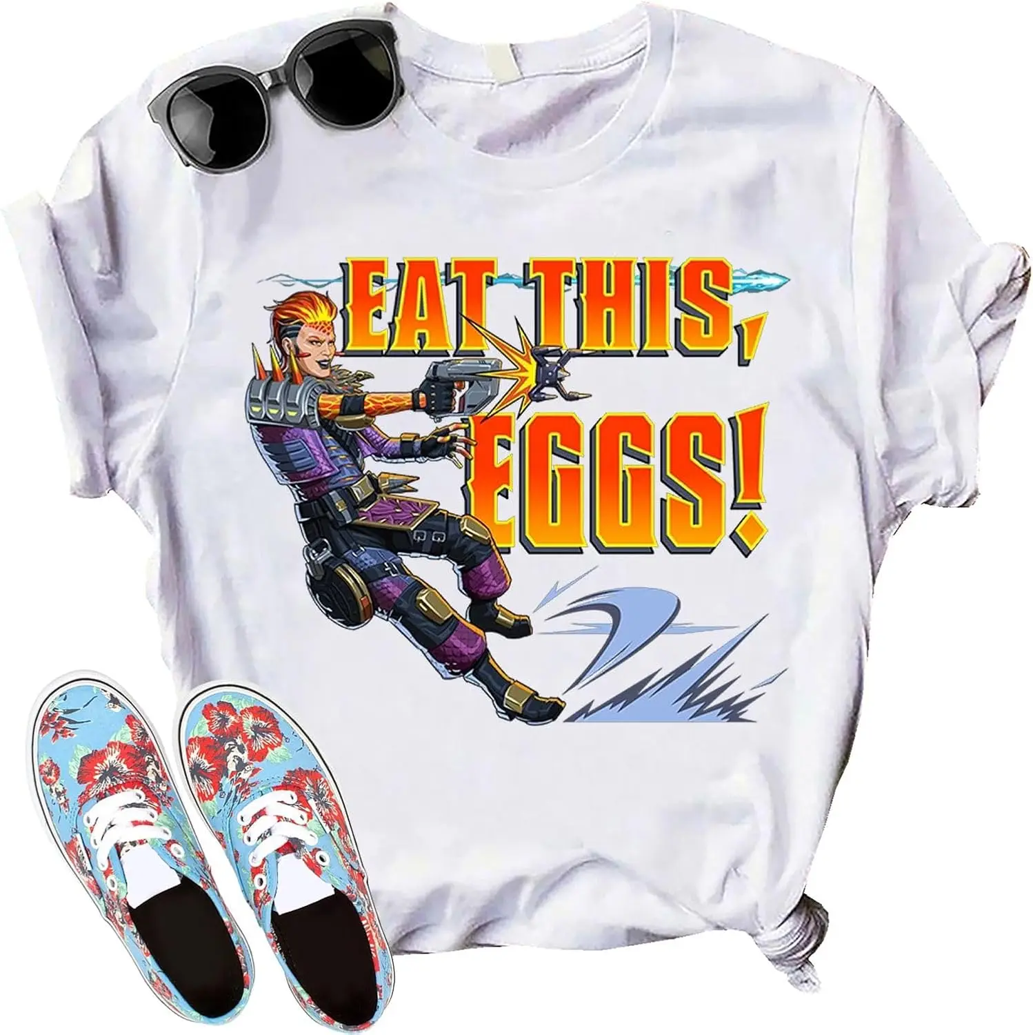 Holospray  Eat This, Eggs! T-Shirt, Apex  Shirt, Legend  Shirt,  Shirt for Gamer, Apex Season Shirt Multicoloured