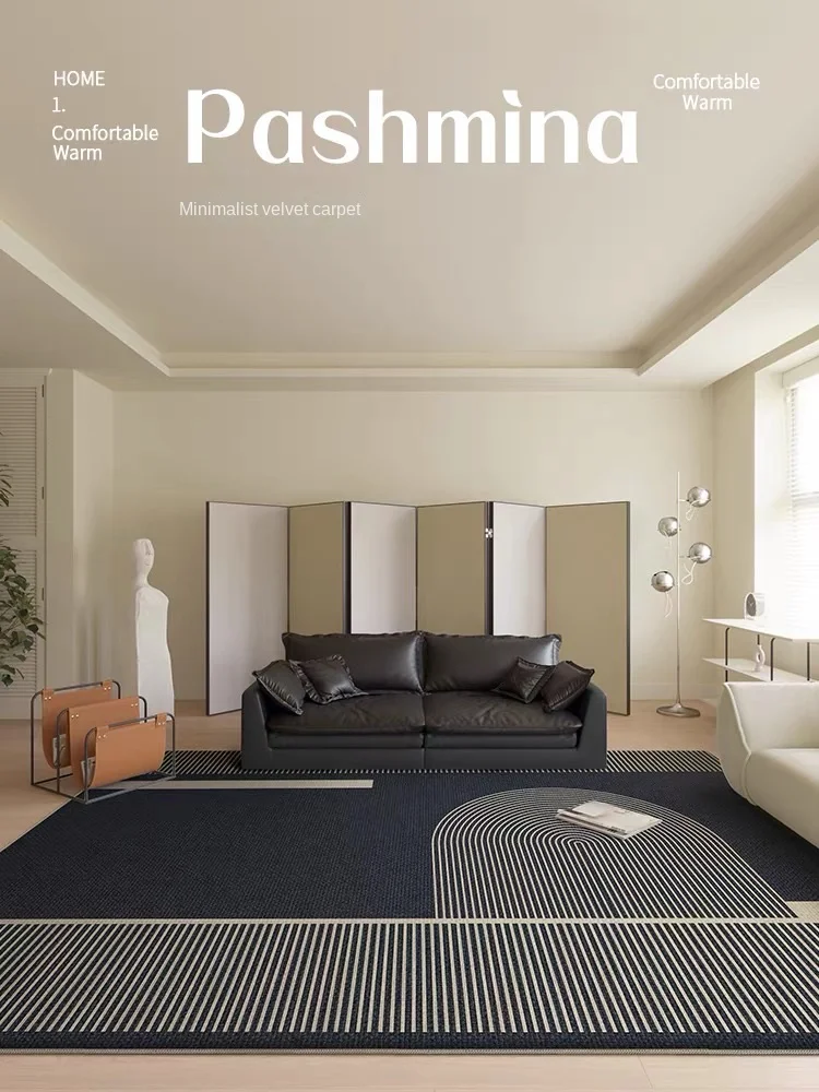 

Ковер VIKAMA с петлевым ворсом, новый стильный диван для гостиной, прикроватный толстый черный напольный коврик для спальни, доступная моющаяся версия.