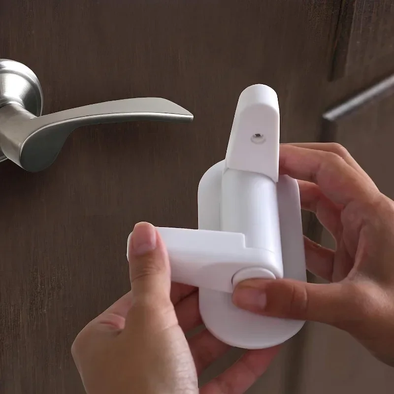 1/2pcs Youngsters-Safe Door Lever Lock - Easy Install, No-Damage Adhesive, Multifunctional PVC Safety Device with Matte Finish