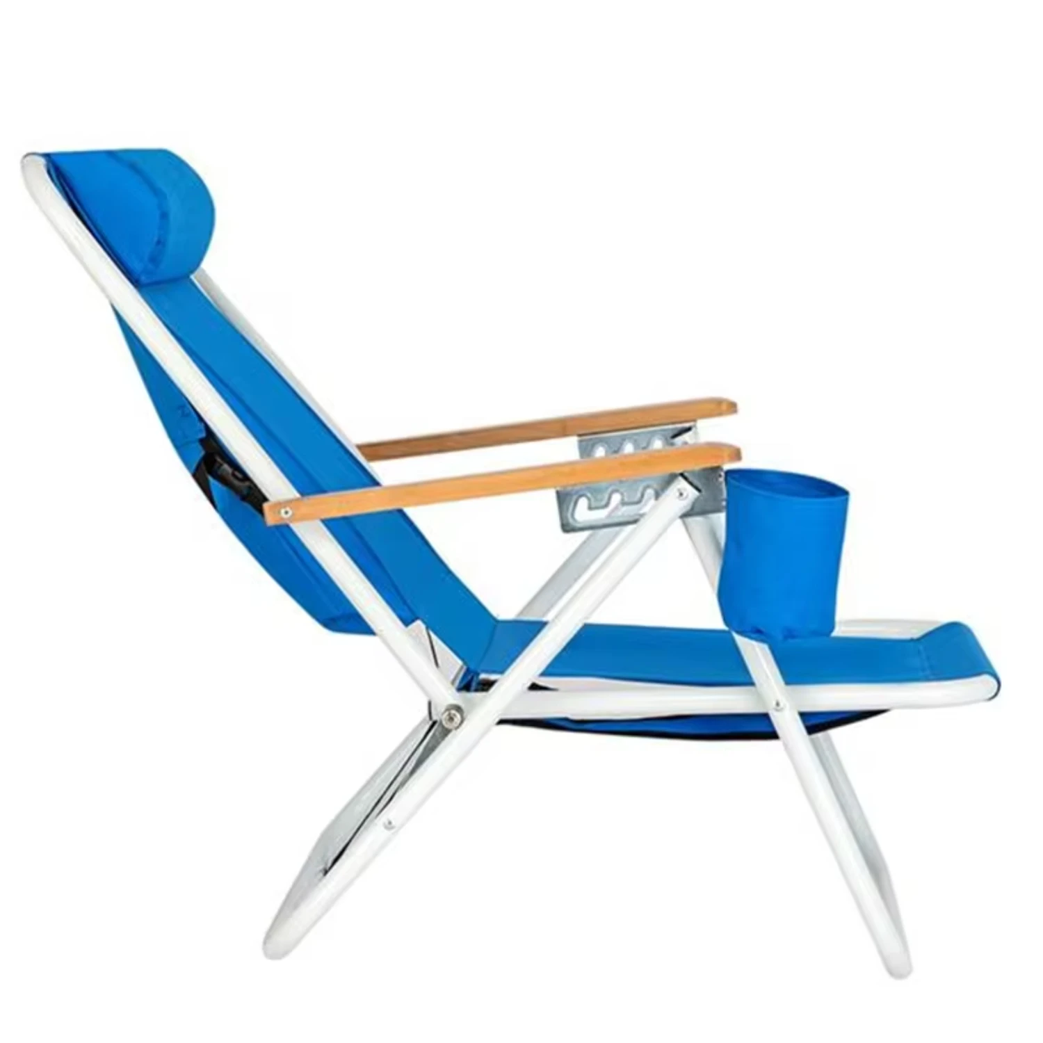 

Portable High Strength Beach Chair with Adjustable Headrest Blue