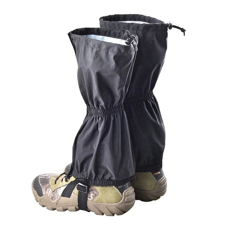 2 Pcs Outdoor Mountaineering Waterproof Snow Cover Zipper Shoe Cover Snow Mountain Skiing Leg Binding Leg Cover Black