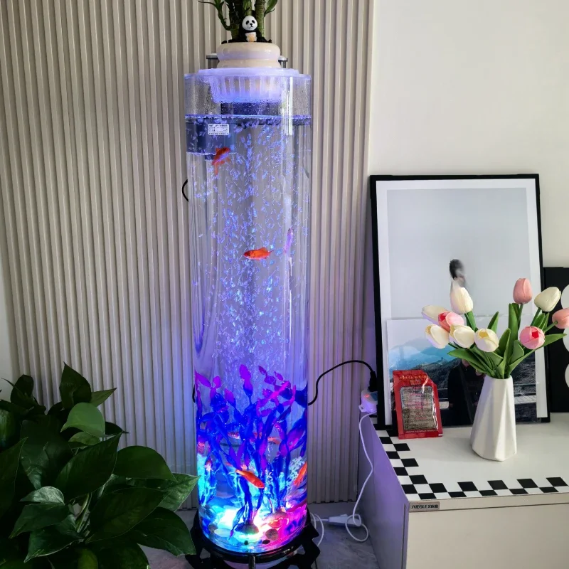 Ultra-white glass fish tank hydroponics fish farming integrated office desktop oxygenation filter lighting goldfish tank full se