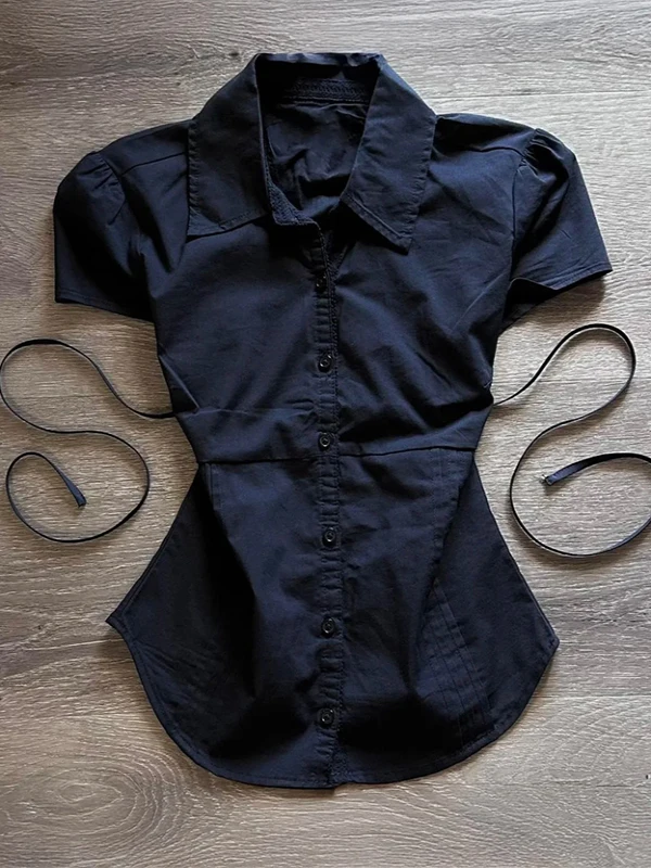 

Оригинальный темно-синий V-ne ort Sve irt, женский летний винтажный винтажный Sle из смеси хлопка, прямой крой, для поездок на работу, Sle irt