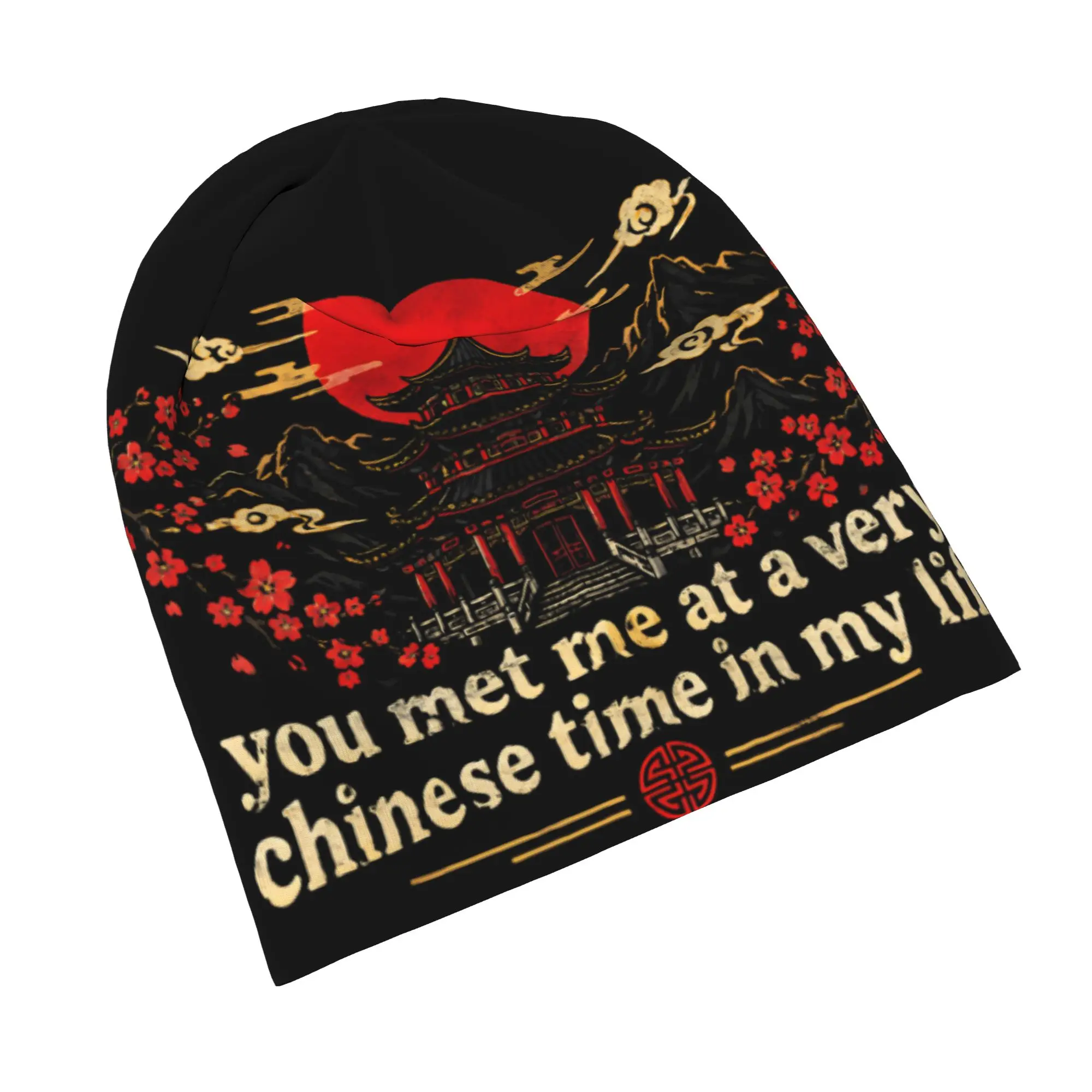 You Met Me At A Very Chinese Time In My Life Cap  Vintage Outdoor Skullies Beanies Hat Spring Warm Head Wrap Bonnet Hats
