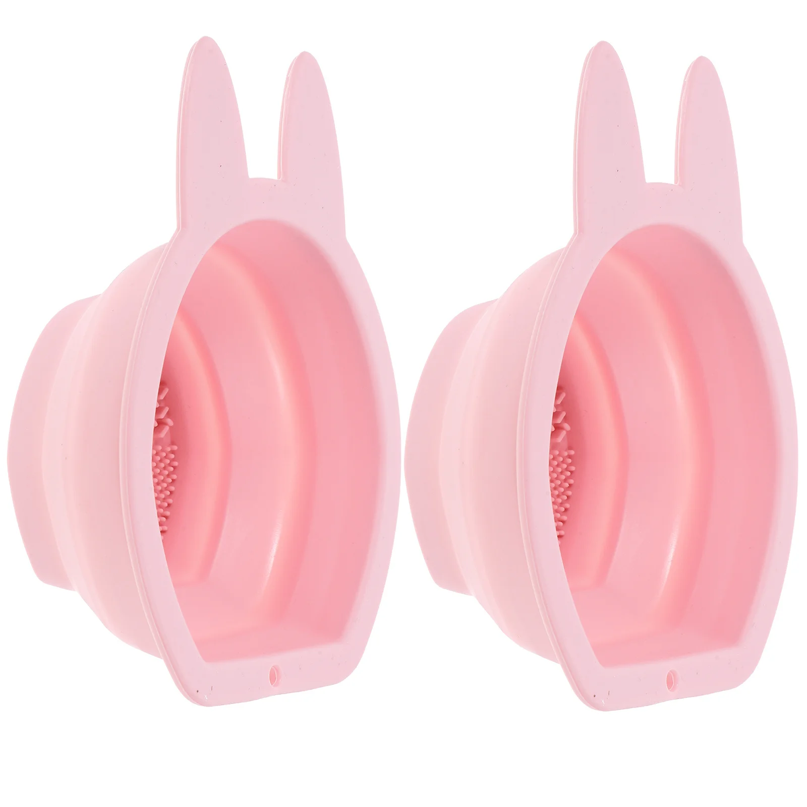 

2Pcs Rabbit-Shaped Silicone Makeup Sponge Cleaners Foldable Brush Cleaner with Hanging Function Soft Non-Abrasive Bathroom