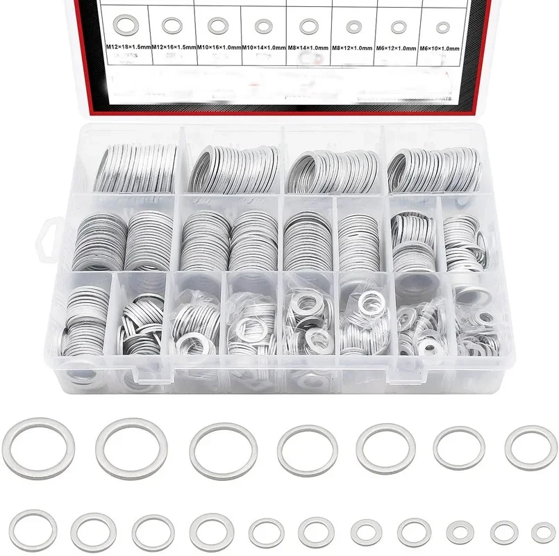 320 stücke Aluminium Flache Washer Automotive Metric Öl Ablauf Stecker Washeres Dichtungen Kombination Kit M6 M8 M10 M12 M14 M16 m18 M20