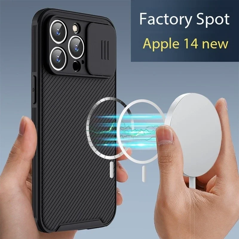 Magnetic Shell Protective Window Lens Sliding Apple 13 Pro Max Solid Color Phone Case IPhone 16 Soft Silicone Case 15 Phone Case