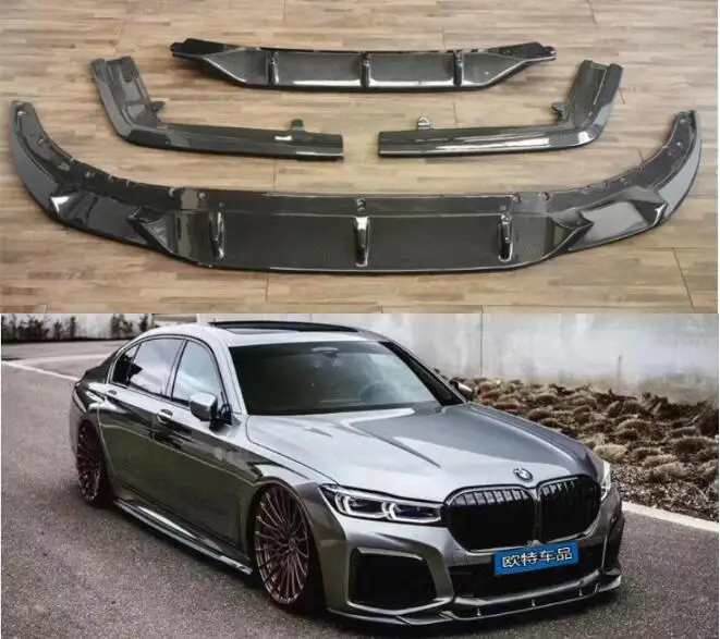 

Real Carbon Fiber Car Front Bumper Lip + Rear Lip Diffuser Spoiler For BMW G11 G12 7 Series 730 740 750M 2019 2020 2021 2022