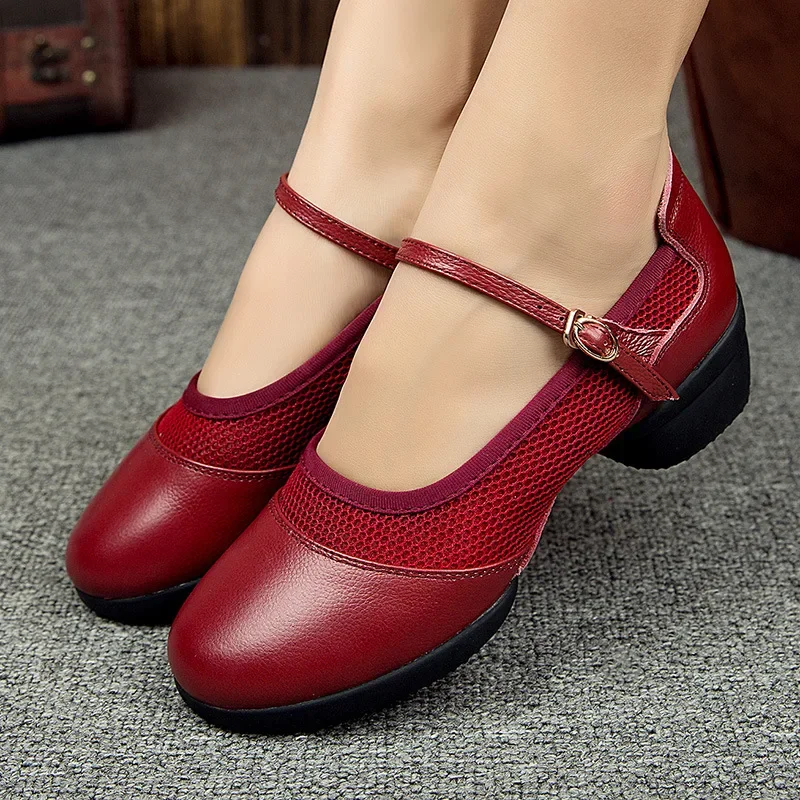 Summer Modern Latin Dance Net Surface Shoessoft Sole Women for Girls Ladies Ballroom Tango Dancing Shoes Closed Toe Rubber Sole