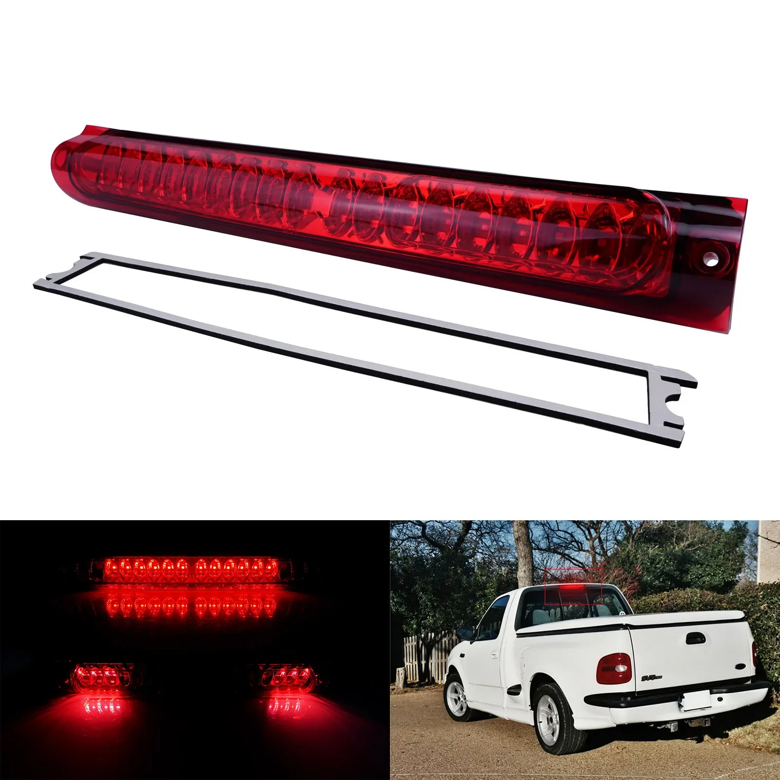 ANGRONG 1X LED 3rd Third Brake Stop Light Cargo Lamp Red Lens For Ford F150 F250 97-03 Excursion