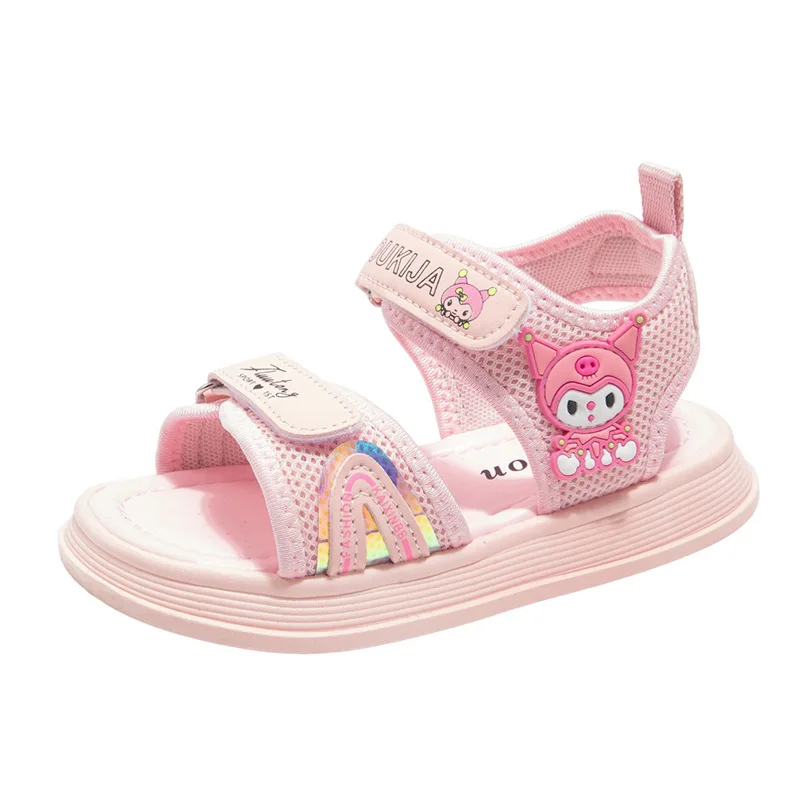 

New Girls Spring Summer Hook & Loop Soft Sole Sandals for Big Kids - Casual Outdoor Breathable Footwear