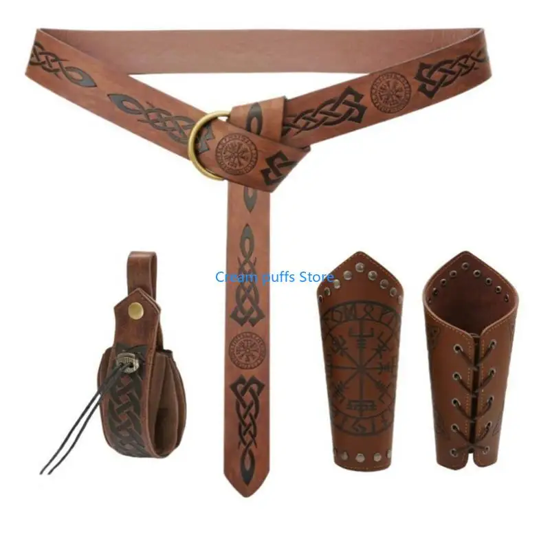 50le 4 pc's/set PU lederen taille tas armbracers riem middeleeuwse kostuumset Halloween -accessoires
