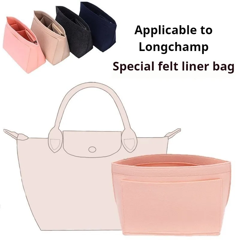 Felt Insert Bag Fits For Longchamp Handbag Liner Bag Felt Cloth Makeup Bag Support Travel Portable Insert Purse Organizer