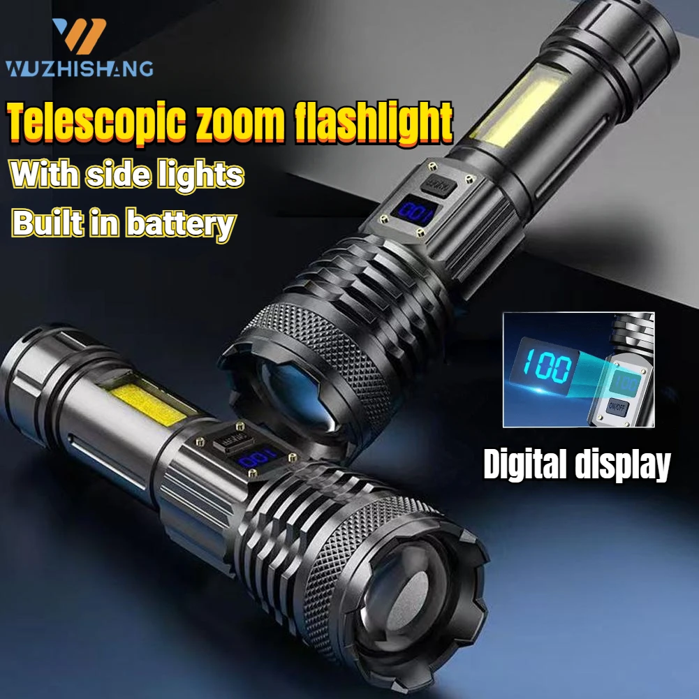 

FLSTAR FIRE Powerful White Laser LED Tactical Flashlight Built-in Battery USB Rechargeable Zoom Torch with Power Display