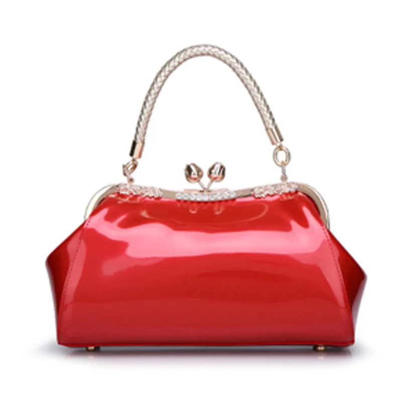 KK  2024 New Fashion Lacquer Leather Handbag, Single Shoulder Bag, Diagonal Straddle Bag, Bride Dinner Women's Wedding Bag