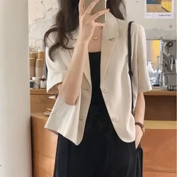 Fried Street Short Sleeve Suit Coat Women's Thin 2022 Summer New Korean Version Dropped Loose Short Casual Small Suit