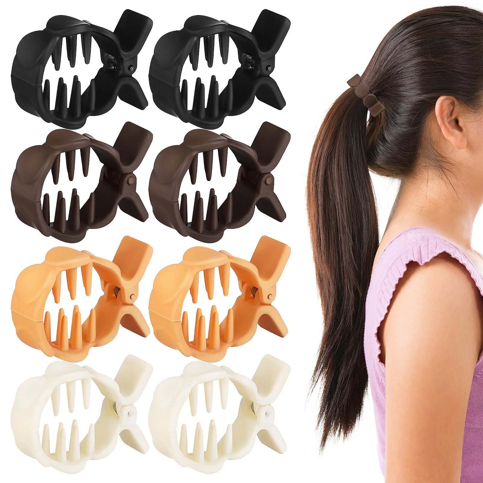 

8pcs Ponytail Claw Clips Small Resin Claws Thick Hair Cute Hair Clips Women Accessories Styling Tools