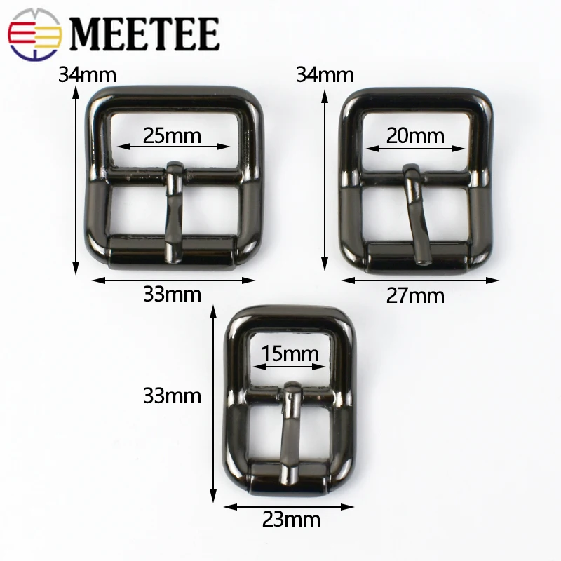 5Pcs Meetee 15/20/25mm Metal Pin Belt Buckle Bag Strap Adjustment Roller Clasp Webbing Belts Shoes Hooks DIY Hardware Accessory