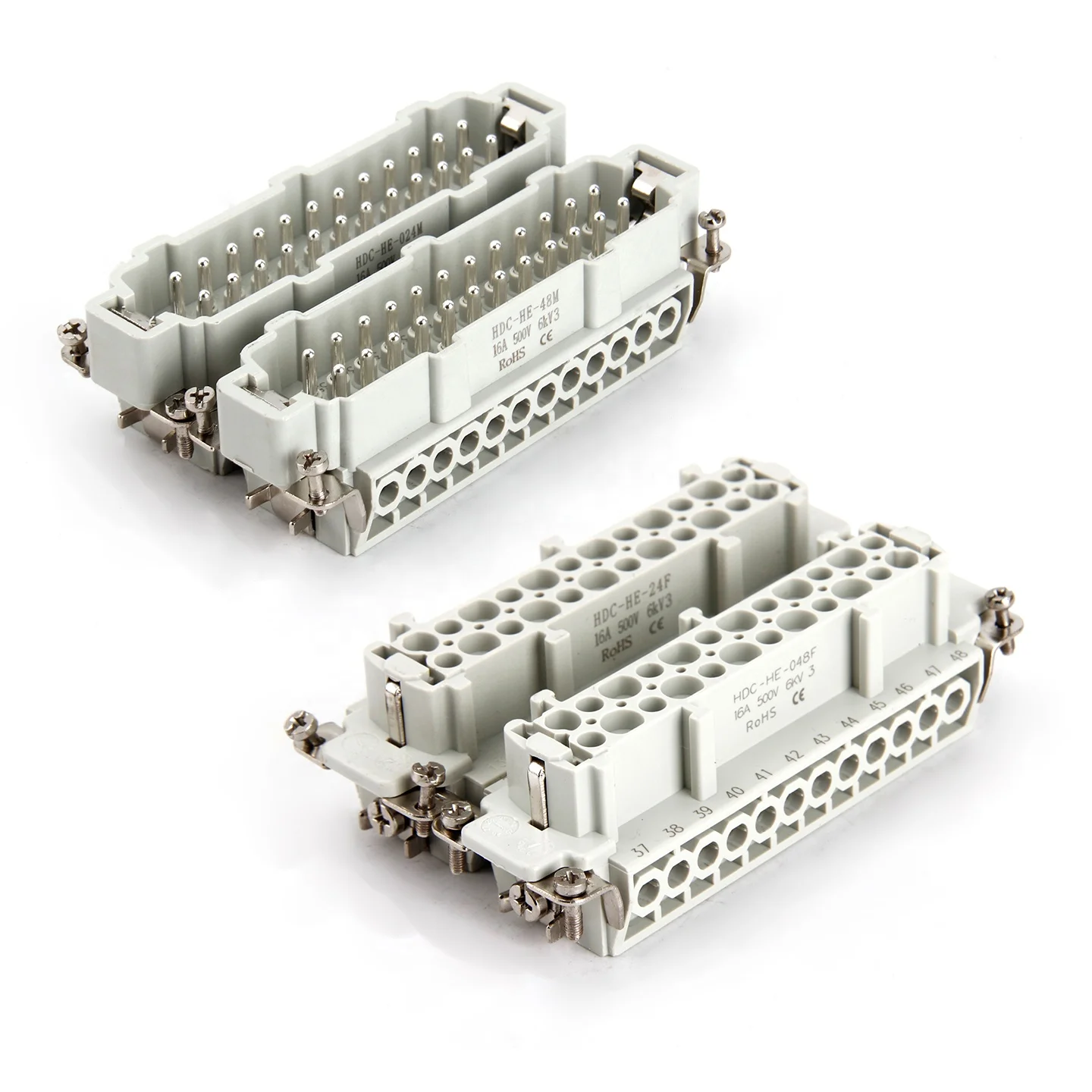 HE-048-M/F Heavy- Copper Brass Connector IP65 16A 500V Industrial Flexible Expansion for PCB Power Reduces