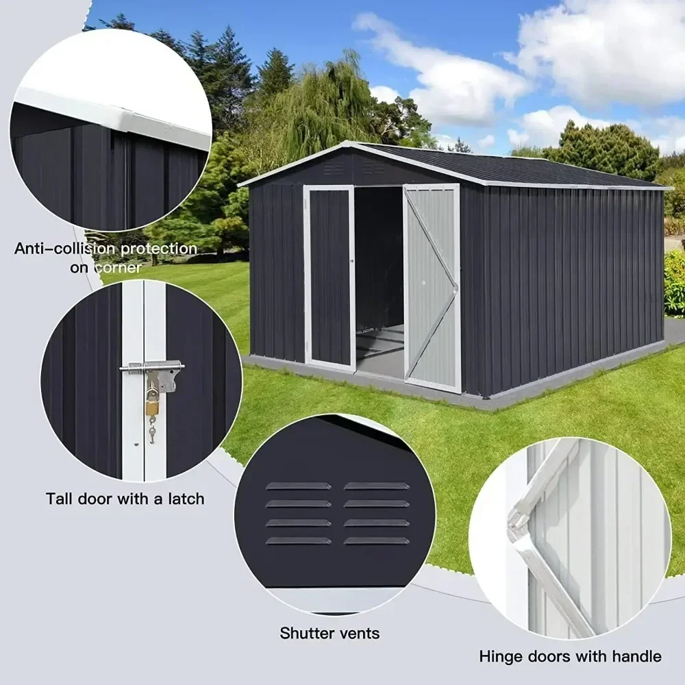A Outdoor Storage Shed 10x8 FT , Double Lockable Door, Oversized Tool Sheds for Backyard Patio Dark,Outside Sheds & Storage Box - view 3