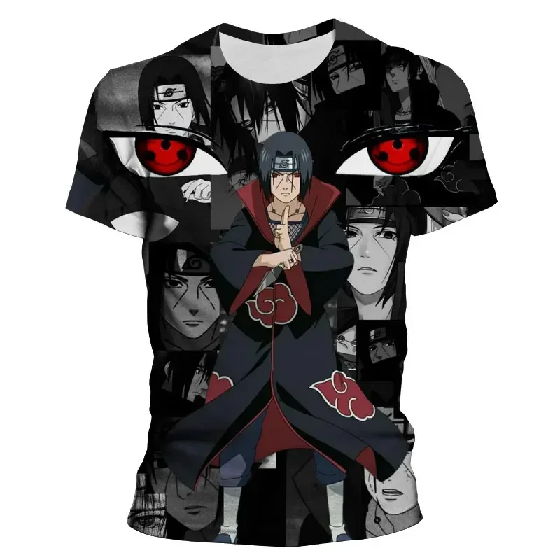 Naruto Sasuke Men T-shirt Japan Anime Boy Girl T-shirt 3D Print Oversized Short-sleeved Akatsuki Men T-shirt MINISO Men Clothing