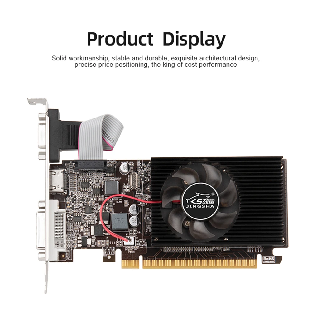 

GT610 Graphics Video Card 810MHZ DDR3 1GB Computer Graphics Card HD VGA DVI Interface Replacement for Computer Desktop Game