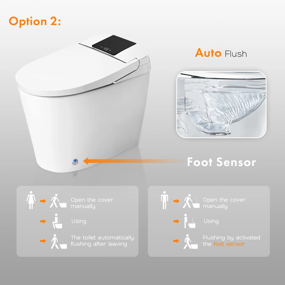 مرحاض سيراميك أوتوماتيكي للتحكم عن بعد مع خزان مياه مخفي