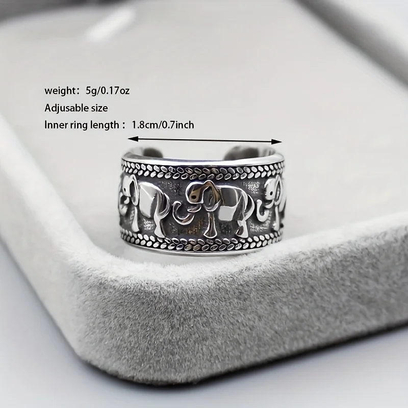قطعة واحدة من خاتم سبيكة الفيل الصغير اللطيف، إكسسوار عصري وعصري وفريد وبسيط وجميل. مناسبة للحزب اليومي