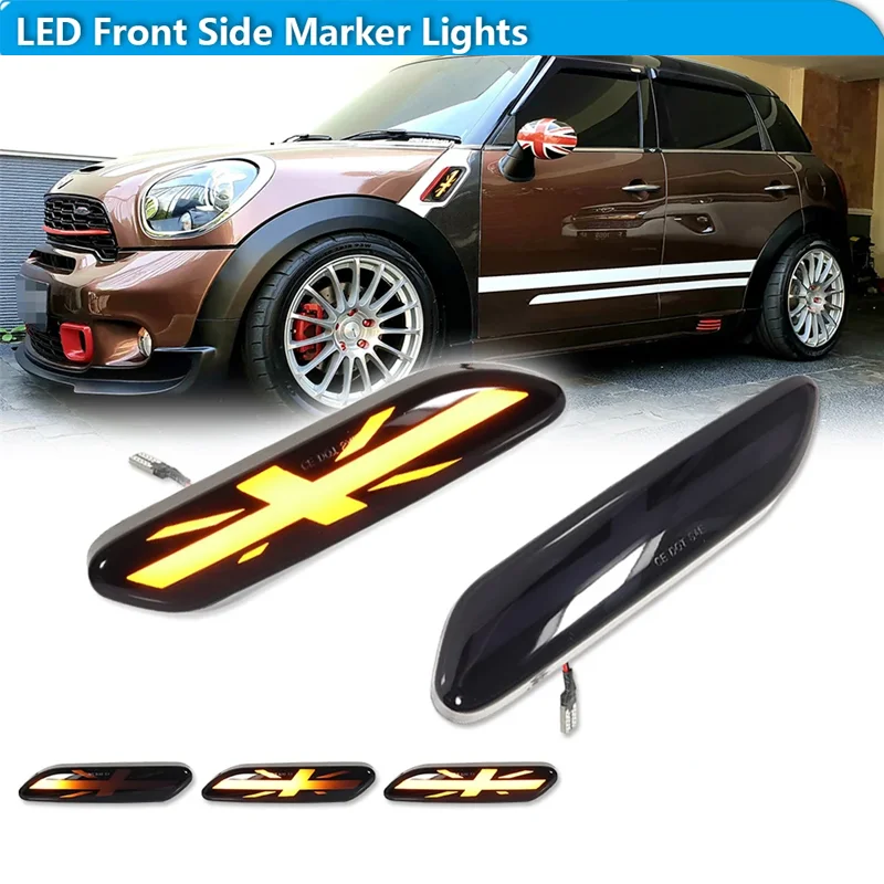 For MINI Cooper R60 Countryman R61 Paceman 2011-2016 Sequential Amber LED Car Front Fender Side Marker Turn Signal Lights 12V