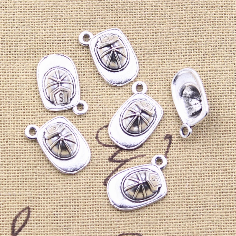 30pcs Charms Helmet Hat Cap 17x11x6mm Antique Silver Color Pendants DIY Crafts Making Findings Handmade Tibetan Jewelry