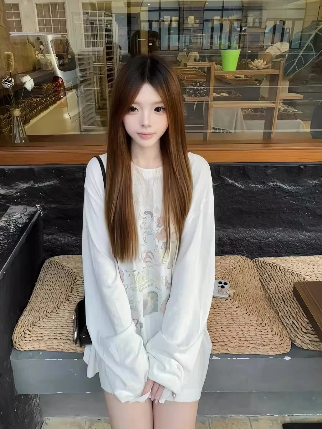 T-shirt ample et long pour femme, décontracté, imprimé, absorbant la transpiration, en coton, protection solaire, coupe ajustée, en coton