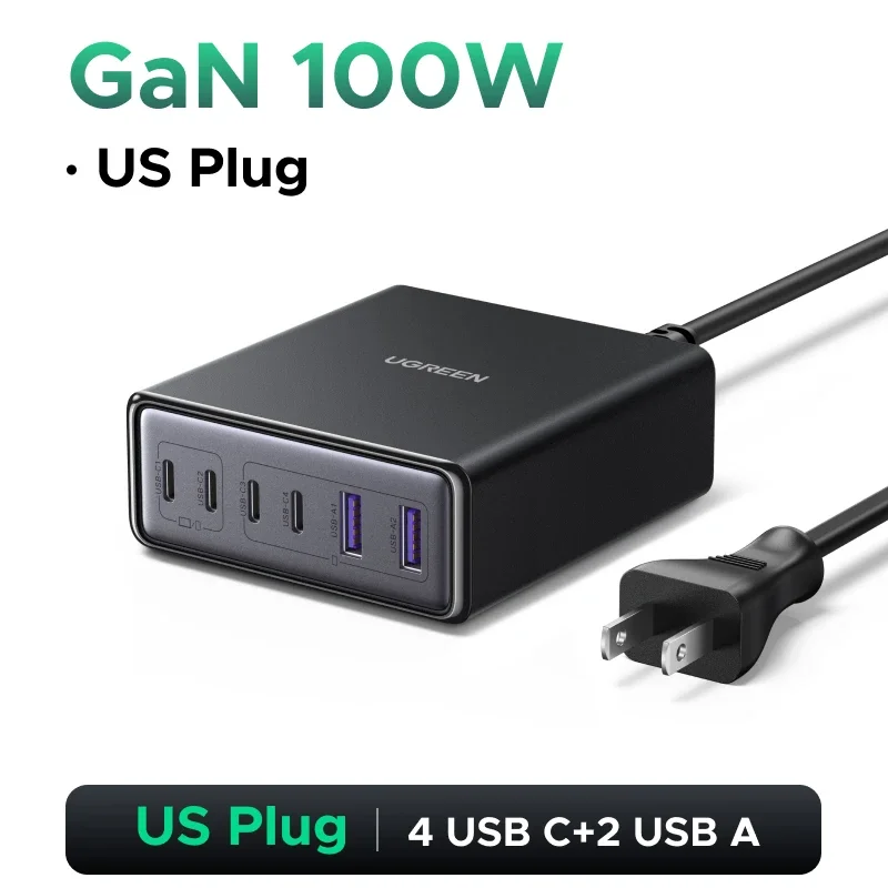 Ugreen 100W Gan Charger Desktop Laptop Fast Charger 4 In 1 Adapter Voor Iphone 14 13 12 Pro Max telefoon Oplader Xiaomi Samsung
