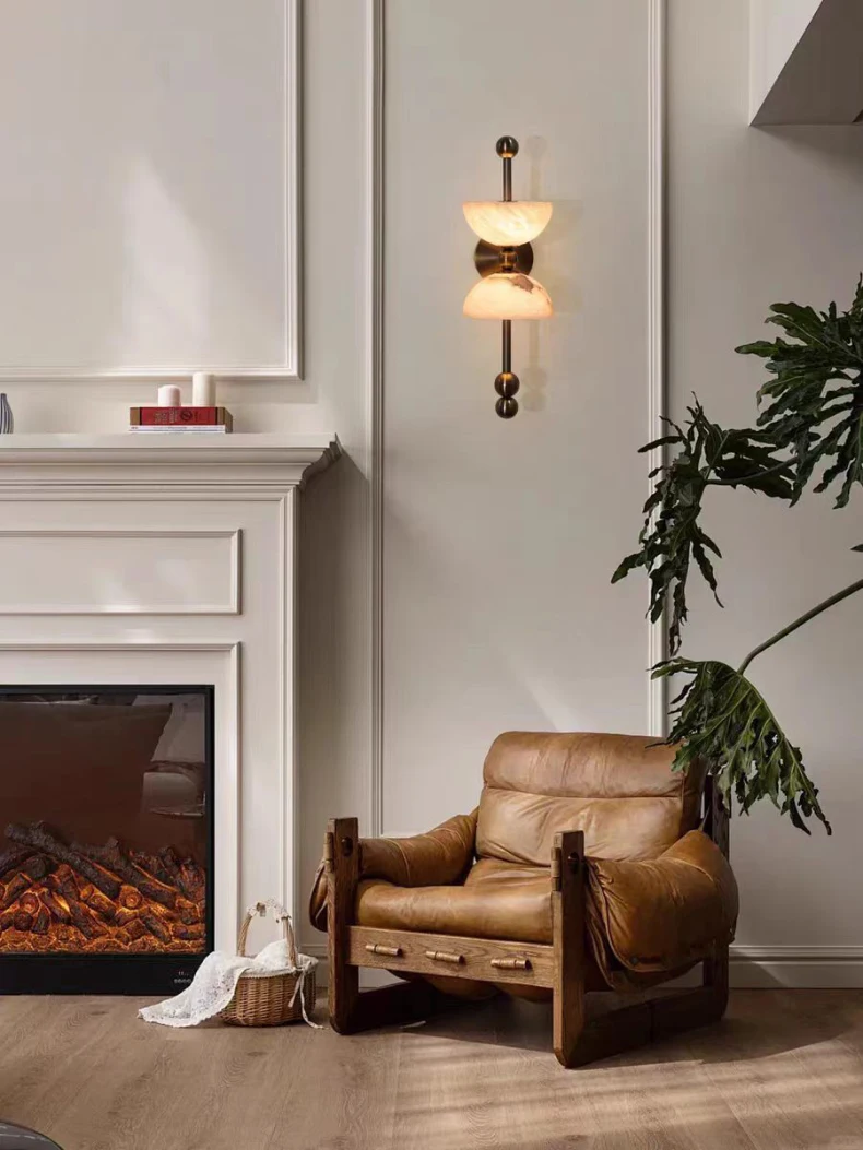 Natural Marble LED Wall Light Black Gold Copper